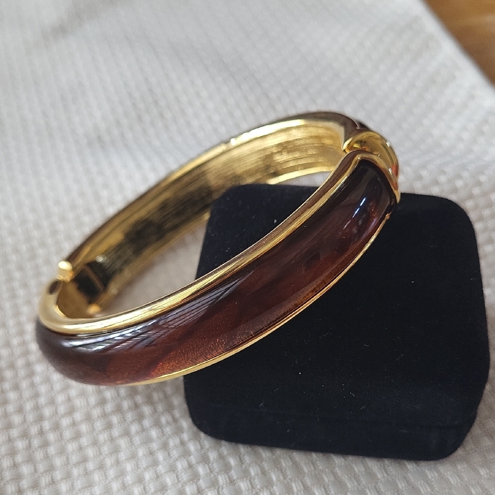 Joan Rivers Goldtone and Brown Clamper Bracelet